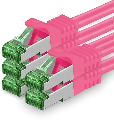 1aTTack.de 1 M Cat.7 Netzwerk-Kabel 5 Stück Cat7 Patch-Kabel Lan-Kabel Ethernet RJ45 10 Gbit/s (Alle Internetgeschwindigkeiten) Magenta 1 Meter
