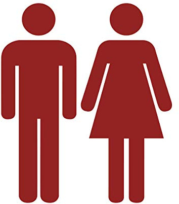 WANDKINGS WC Türaufkleber - Mann & Frau Figuren - 26 x 30 cm - Dunkelrot - Wähle aus 5 Größen & 35 Farben
