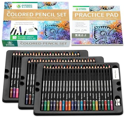XL Buntstifte Set – 72-teiliges Mal Stifte Set mit weicher Mine & 30 Blatt Zeichenblock zum Zeichnen / Skizzieren & Vinyl Radiergummi & Anspitzer – ideales Buntstifteset für Kinder & Erwachsene