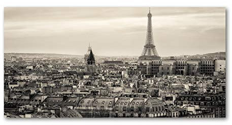 Tulup Leinwandbild - Wandkunst - Drucke auf Leinwand - Leinwanddruck -140x70 cm - Sehenswürdigkeiten & Architektur - Schwarzweiß - Eiffelturm Paris