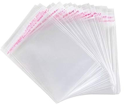 WakiHong 300 Stück Zellophanbeutel, transparent, lebensmittelecht, mit selbstklebendem Verschluss, 10 x 7 cm