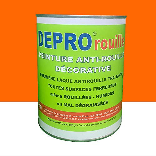 DEPROMA Peinture anticorrosion - Peinture pour Fer - Glycéro Antirouille - Sans sous-couche directe sur rouille - 2.5kg (Orange TP)