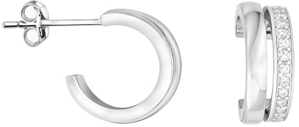 SOFIA MILANI - Damen Ohrringe 925 Silber - mit Zirkonia Steinen - Zwilling Steck Creolen - 21042