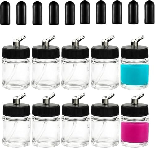 ABEST 10PCS 22CC Airbrush Glasflaschen mit Jar Caps für Master, Iwata Single Action Airbrush