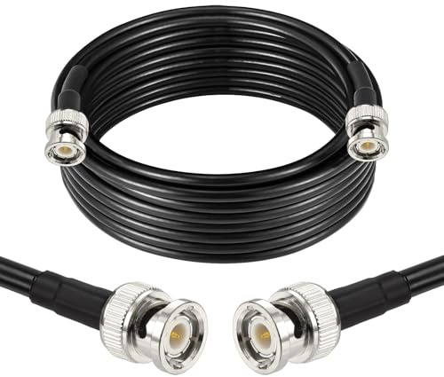 Superbat Cavo Coassiale RG58 50 Ohm BNC 7.6m Maschio-Maschio | Flexible, Bassa Perdita, per Telecamera di Sicurezza, Oscilloscopio, Generatore di Segnali, Analizzatore di Spettro