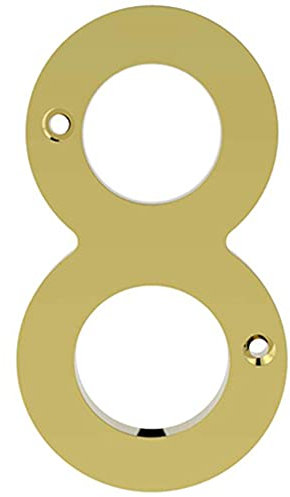 Polished Brass Door Number 8-75mm Height - 4mm Depth - House Numeral Plaque | Front Door House Numbers - Decorative External Door Letters - Numeral & Letter Plaques