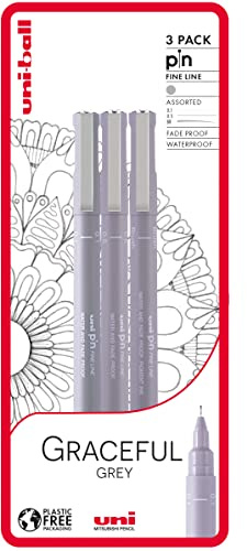 uni-ball Graceful Grey, uni-PIN fineliner ritpennor, 3 stycken, grå