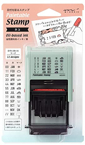 DESIGNPHIL 35452006 Midori stämpel roterande stämpel datum kattmönster