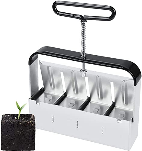 Yangers Manuale 4 Pz Suolo Block Maker Soil blocker Vassoi di semi Bloccante del suolo Attrezzi da giardino Vaso per Piante Germinazione Piante per Casa & Giardino Piantine Talee Serre