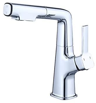 Wasserhahn Bad Armatur Waschtischarmatur mit Herausziehbarer Brause Höhenverstellbar Einhebelmischer Waschbecken Brause für Waschbecken Chrom