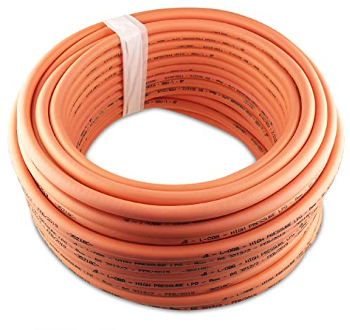 MYPURECORE 4m 8mm Premium High-Pressure Gas Hose Pipe with 2 Clips – Durable LPG Propane/Butane Pipe, Stamped with Manufacture Date, for BBQ, Caravan, Camping, Cookers, Heaters, Grill and Gas Bottles