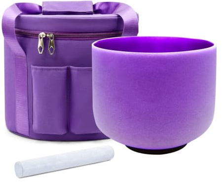 Hye-eun Lila Kristall Klangschale 8 Zoll (20.3cm) B Note Crown Chakra Sound Healing Mit Tragetasche für Yoga Tragetasche percussion instruments Sound Bowl