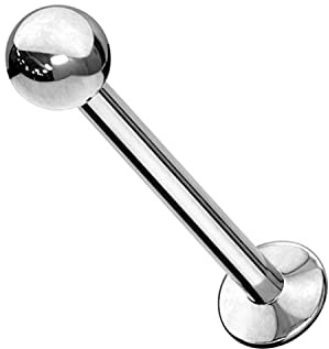 WARRIOR Piercing STÉRILE Labret pour Lèvre Tragus Helix Cartilage Clou d'Oreille en Acier Chirurgical 316L 16G(1,2mm) Boule de 3mm Bijoux de Piercing Corporel PCS-001(14)