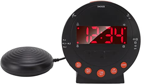 Lauter Wecker, 113 Dezibel, Vibrierender Doppelwecker mit Rotem Blinklicht und Betterschütterung, Erwachsene, Schwere Schläfer, Digitaler Wecker, USB-Aufladung für Hörgeschädigte, Gehörlose Kinder