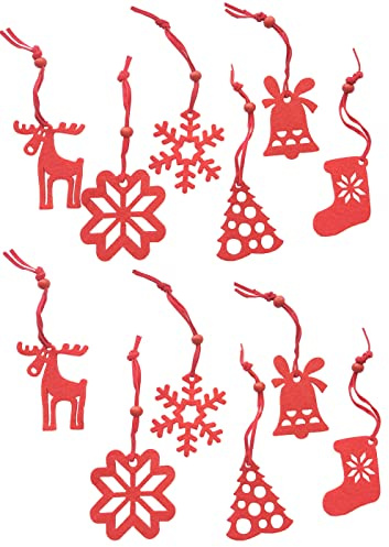 Set 12er Anhänger Weihnachtsbaum Geschenkanhänger Deko Weihnachten Weihnachtsbaum Hänger Schmuck Glocken Rentier Stern Anhänger Rot