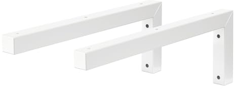 ML-Design Set 2x Soporte Angular L de Pared 400 x 150 mm Blanco Acero de Diseño Flotante para Lavabo Estante Mesa Encimera Apoyo para Mueble Baño Dormitorio Salón Ajustable Incluye Material de Montaje