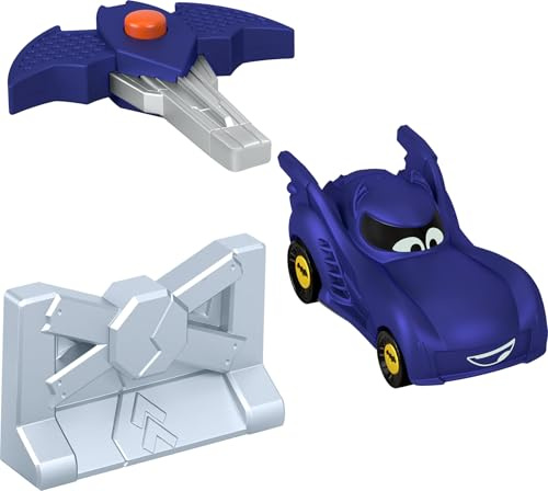 Fisher-Price DC Batwheels Spielzeugauto im Maßstab 1:55, Bam The Batmobil, Startfahrzeug mit Crash-Zubehör, für Kinder ab 3 Jahren, HRJ54