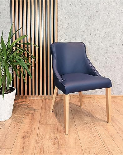 Quattro Meble Echtleder Esszimmerstühle Tolo Stühle aus Leder & Massivholz Lederstühle Lehnstuhl Echt Leder Esszimmer Stuhl Toledo Kobalt