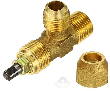 PATIKIL Angle Stop Valve, 1/2 Flare x 1/2 BSPT Male Brass Right Angle Shut Off Valve for Air Conditioning HVAC Refrigeration