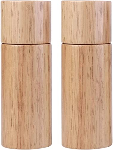 Pepper Grinder Wood Salt and Pepper Grinder Set - Manual Salt and Pepper Box with Swivel Lid Kitchen Spices Mill (Brass)