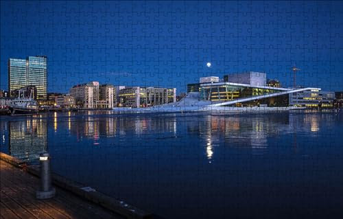 GUOHLOZ 1000 Teile-Legespiel, Geschicklichkeitsspiel für die ganze Familie, Erwachsenenpuzzle ab 6 Jahren, Puzzle Erwachsene, Norwegen, Oslo, Opernhaus, 75x50cm