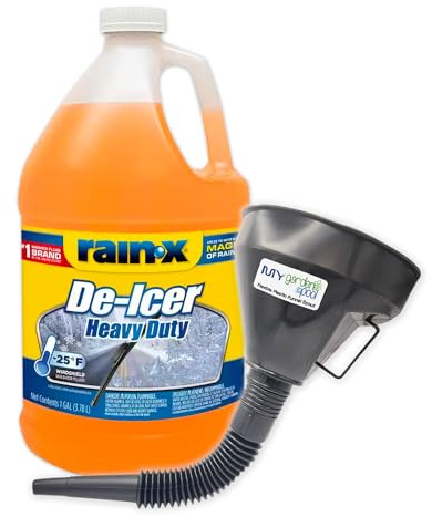 My Garden Pool Rain-X De-Icer Windshield Washer Fluid -25F 1 Gallon - Ultimate Visibility, Protection Plastic Funnel Spout for Easy Pouring Hard-to-Reach Vehicles