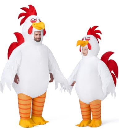 Spooktacular Creations Disfraces inflables para niños, disfraz de gallo inflable de cuerpo completo, disfraces de pollo blanco para fiestas temáticas de disfraces de Halloween