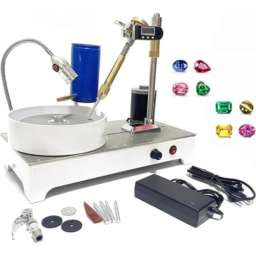 120W Gemstone Grinding Faceting Machine, Gem Polishing Machine Jewelry Polisher Flat Grinder Lapidary Machine 2800RPM with Digital Display, for Jewelry, Jade and Precious Metals