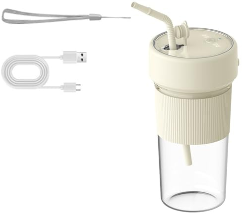 CRBUDY Licuadora portátil pequeña con Pajita, exprimidor eléctrico, mezcladores de Frutas, licuadora Recargable, exprimidor pequeño para Interior y Exterior, exprimidor eléctrico portátil