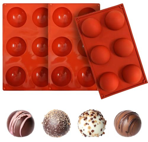 VOPIWOZ 3 Pezzi Stampo Per Cioccolato In Silicone A Semisfera, Rotondo 6,5 Cm, Per Praline, Natalizio Per Torte, Gelatine E Mousse
