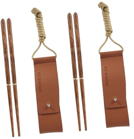 LABRIMP Tragbare Essstäbchen 2-teiliger Faltbarer Holzbeutel Für Camping Bbq Outdoor