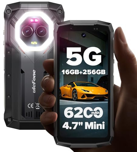 Ulefone Armor Pro 5G Rugged Smartphone 4.7, 256GB+16GB/2TB SD Android 14 50MP+64MP Night Vision 33W/6200mAh with Flashlight & Warning Light IP68/69K Waterproof Dual SIM Fingerprint ID NFC UK