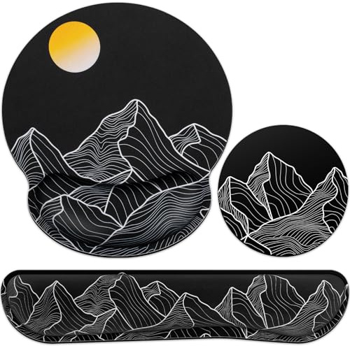 3-in-1 Mauspad Set,Acezeek Mauspad mit Gelkissen+Handballenauflage Tastatur+Cup Pad,Ergonomisches Mauspad mit Memory Foam,Mouse Pad Schmerzlindernd,Rutschfest Gaming Mauspad für Zuhause,Büro,Spiele