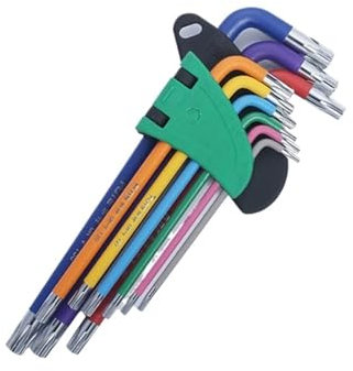 Juego de 9 llaves hexagonales de brazo largo de 1,5 mm a 10 mm, juego de llaves Allen para llave hexagonal de tornillo Allen, herramientas manuales para reparación de bicicletas, juego de llaves TORX