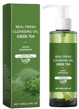 Cleansing Oil, Nettoyant et Démaquillant Visage, A l'Extrait de Thé Vert, Huile Nettoyante en Profondeur, Nettoie en Douceur le Visage et Démaquille les Yeux et les Lèvres