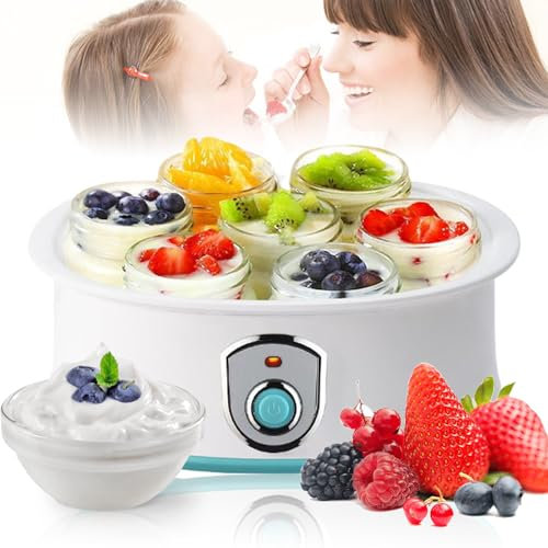 Machine à Yaourt électrique 1,26 L, yaourtière Automatique avec contrôle de température Constant/démarrage en Un clic/Nettoyage Facile, Verre réutilisable de 180 ML, 7 Pots, yaourtière de Grande