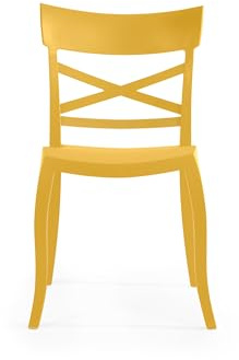 PAPATYA 1er Set Besucherstuhl & Gastro Stühle für Café Restaurant Bar und Hotel – Stapelstuhl wetterfest für Terrasse & Garten – Kunststoff Gartenstuhl – Belastbar bis 200 kg – X-Sera, Kanariegelb