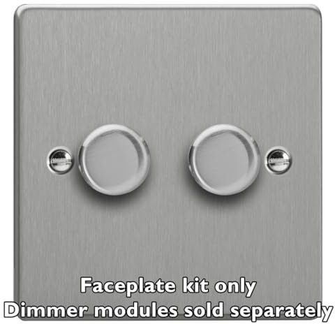 Varilight 2-Gang Matrix Kit for Rotary Dimmers Brushed Steel - Plate and Knob(s) only