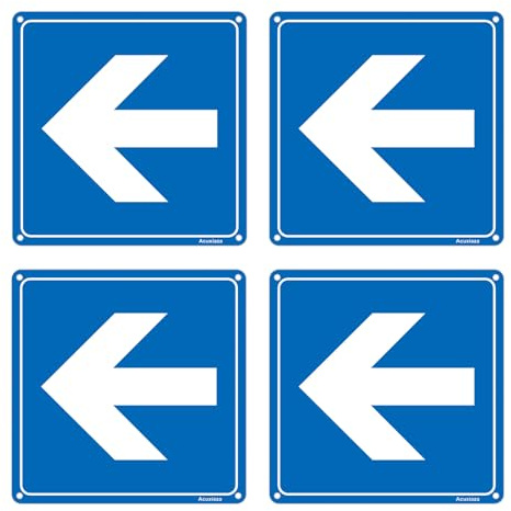 Acuxiaza 4 pièces flèche panneau en aluminium 15 x 15 cm panneau flèche directionnelle en autocollant flèche signalisation routière panneaux pour extérieur et intérieur, avec trous
