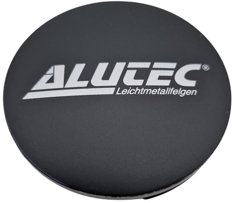 1X Alutec Nabendeckel 64mm Schwarz Matt (N32) Logo Silber (ALI) - Original Felgendeckel/Nabenkappe/Hubcap