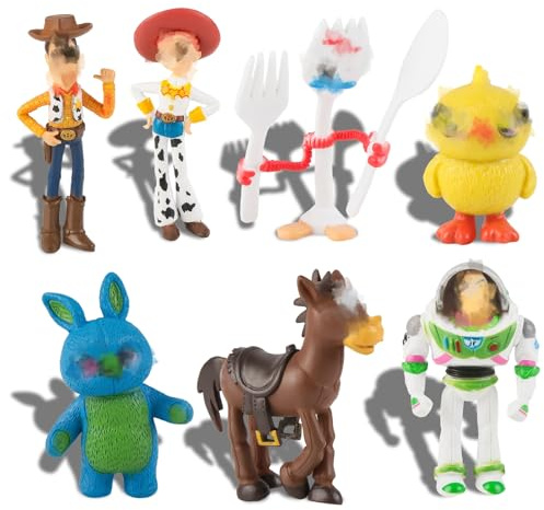 7 Pcs Toy Cake Toppers, Cake Figures Birthday Party Decorations Supplies for Kids Boy Girl Birthday Shower Theme Party