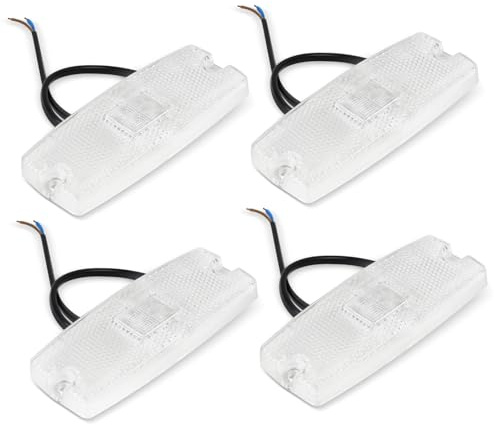 Qiping 4 Pack Begrenzungsleuchte weiß 12V 24V LED Umrissleuchte Positionsleuchte Seitenmarkierungsleuchte mit E-Prüfzeichen für LKW, Pkw-Anhänger, Wohnwagen, Kfz, Traktor