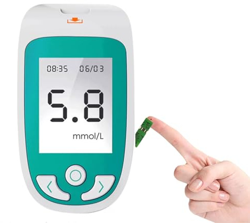 HKFGSHOP 3-in-1 Blood Glucose Test Analyzer, Multifunction Tester, Glucose Uric Acid Total Cholesterol Tester, with 50 Blood Sugar +25 Uric Acid +10 Cholesterol Test Strip