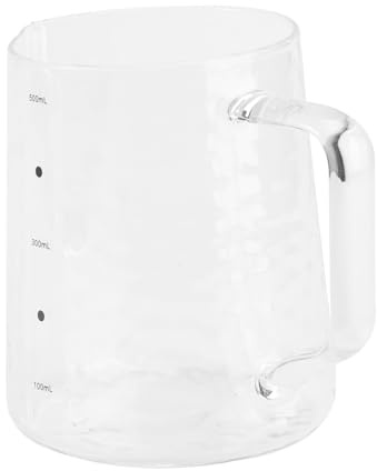 FONDOTIN Vaso Medidor de Vidrio Mango Taza para Espumar Leche y Líquidos para Cocina Cafetería y Repostería Resistente y Transparente