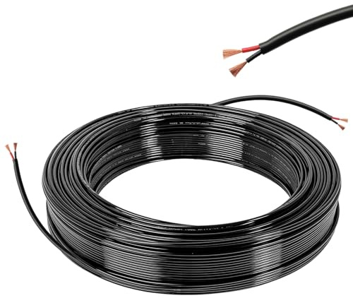 Elektrischer Draht 2 Adrig Kabel 2×0,5mm² 10M 20AWG 300V Verlängerungskabel | Fahrzeugleitung Kabel 2 Leiter Kupferdraht PVC Verlängerungskabel Stromkabel für LED Lampen Anhänger Automobil Freien Schwarz