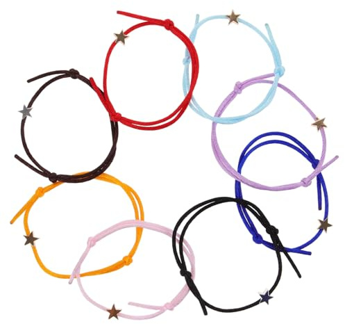 Hohopeti Set di 8 Braccialetti Facili da Indossare e Abbinare Stella Regolabili in Corda e Rame Stile Semplice e Versatile per Varie Occasioni