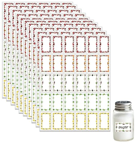 VINZOR 300 Unidades de Pegatinas para Tarros, Etiquetas Adhesivas Personalizadas,Reutilizables e Impermeables,Ideales para Etiquetar Frascos de Cocina,Especias, Botes y DIY,Fácil Aplicación y Remoción