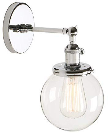 Industrielle Vintage Loft Bar Küchenwandeln Schlä Korridor Leuchte Lampenleuchte mit 15 cm Globe klarer Glaslampenschirm