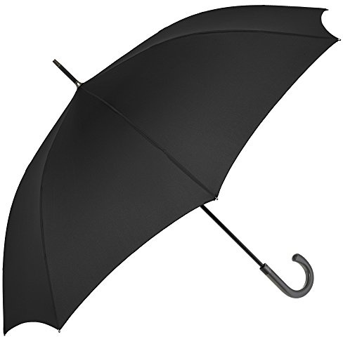 Ombrello Uomo Golf lungo Perletti Technology - Antivento, Ultra Resistente e Grande - Tessuto tinta unita idrorepellente con trattamento TEFLON - Diametro 120 cm - Apertura automatica - Nero