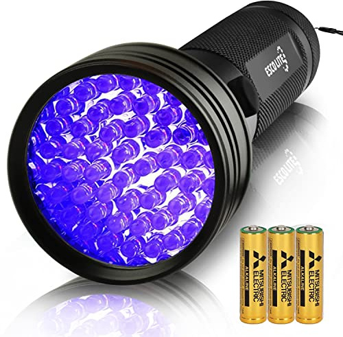 ESCO LITE UV Flashlights Black Light for Pet Urine Detection 51 LED Blacklight Flashlight for Dog Cat Stains, UV Light Flashlight for Resin, Carpet, Hotel, Bathroom with Battery